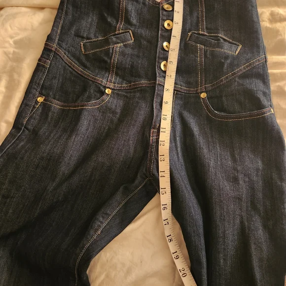Denim/jeans very high waist stitched blue size 9 - Picture 7 of 10